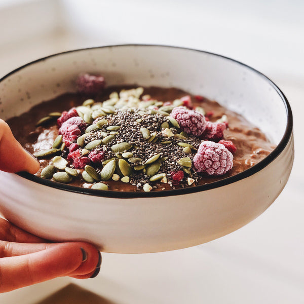 Chocolate Peanut Butter Protein Porridge - Goodies and Grains